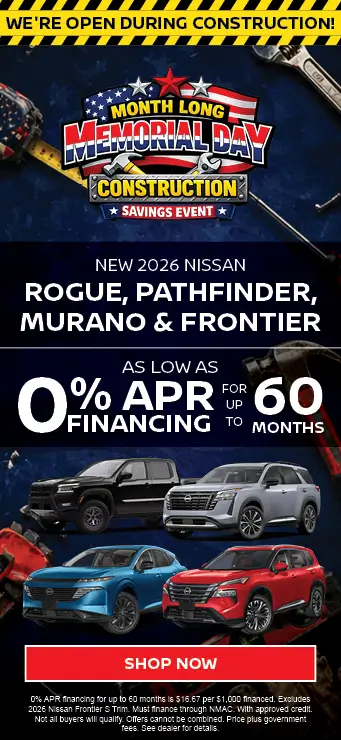 2026 Nissan Rogue, Pathfinder, Murano & Frontier Month Long Memorial Day